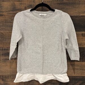 Reitmans xxs light grey 3/4 sleeve knit sweater with under shirt detail